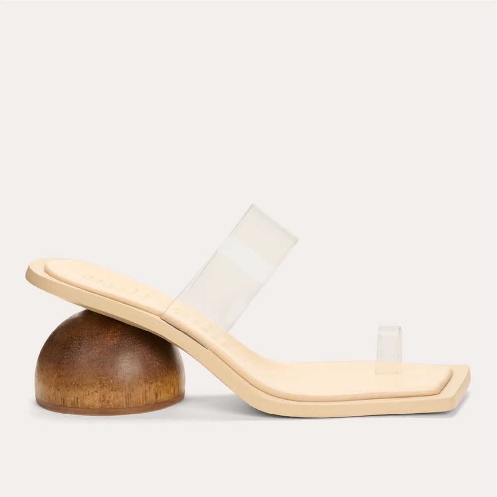 SOLD - Cult Gaia Cream Mules with Wooden Heel - Picture 2 of 7